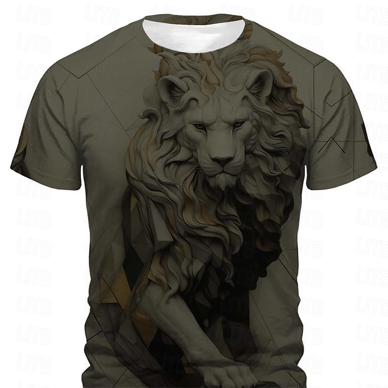 Fashion 3D Lion Print T Shirt For Men Hip Hop Trend Harajuku Streetwear Funny  Animal Pattern Short Sleeve Tee Casual O-neck Top