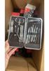 18-Piece Black Stainless Steel Nail Care Set: Clippers, Tweezers, Cuticle Nipper & Manicure Tools.