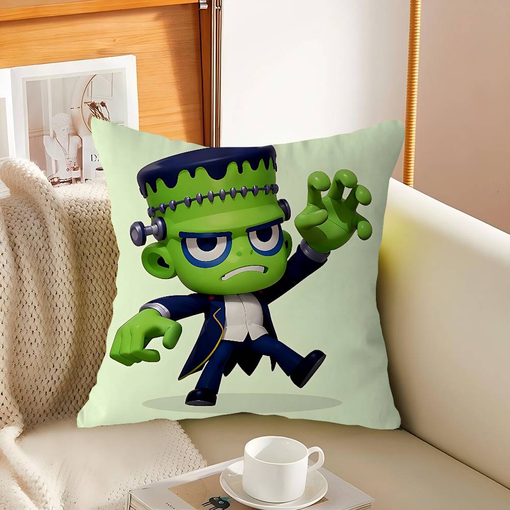 Halloween Skräck Spöke Cool Grön Monster Kuddfodral Design Kuddfodral Dekor Högtidsdekoration