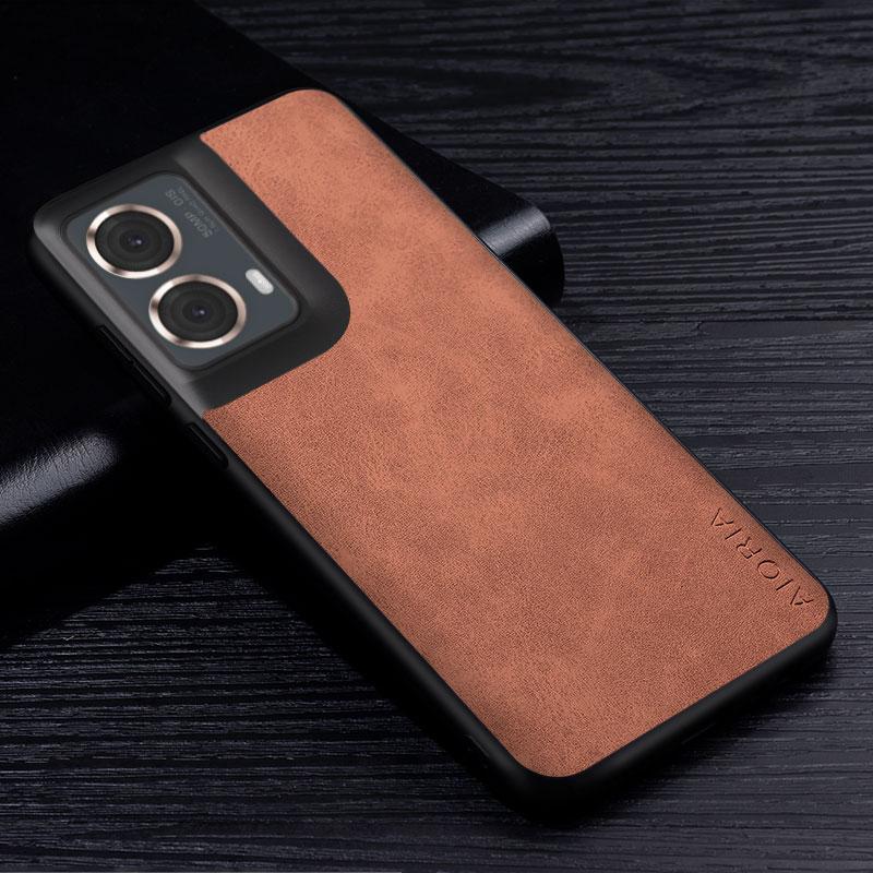 

Premium PU Leathe Case for Moto G85 G55 G45 G35 5G Scratch-Resistant Solid Color Cover for moto G85 5G Funda Moto G35 5G коричневый
