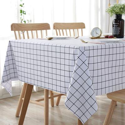 Universal Waterproof and Oil-proof Plastic Pvc Table Cloth Nordic Ins Printed Check Thickened Round Table Washable Tablecloth