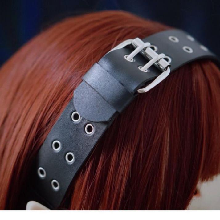 Punk Rivet Headband Dark Subculture Double-breasted Hair Accessories Goth Headdress Spice Girl Headband Accessories for Women