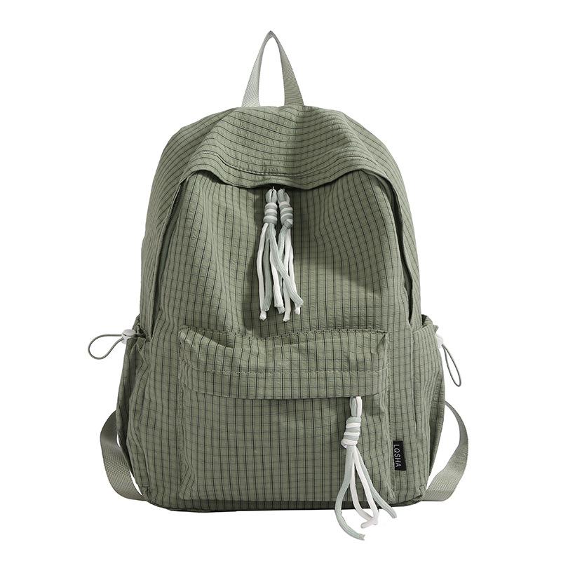 Schoolbag Versatile Casual Fresh Plaid School Bag Girl College Student Simple Backpack High School Student Nylon Backpack