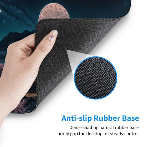 MTG Playmat, Cherry Blossoms and Moonlit Night, TCG Game Mat for Card Games, Board Games, and Trading Card Games, Desk Mat Pad, Hand-Drawn Art, Stitch