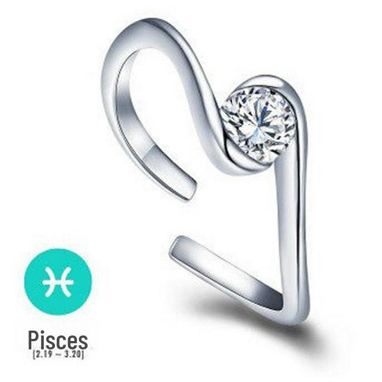 Weihua Koreanischer Sternzeichen-Zirkonring: Retro-Stil im europäischen und amerikanischen Stil, versilbert, verstellbar, für Frauen oder Paare.