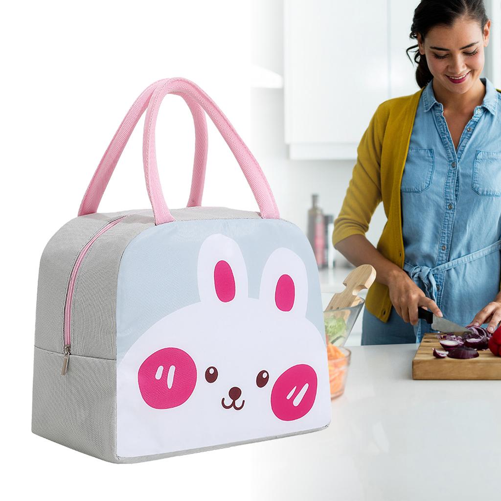 Isolierte Lunchtasche Große Kapazität Tragbar Tragbar Niedliche Bento-Box-Tasche für Kinder Schüler Schule Picknick Hase Leicht