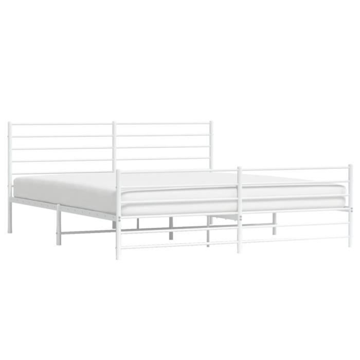 VidaXL Cadre de lit métal avec tête de lit-pied de lit blanc 200x200cm 352393