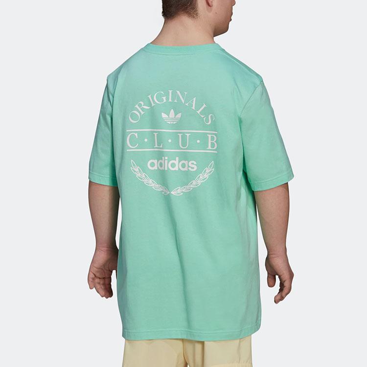 Adidas Originals Trefoil Solid Letter Print Crew Neck Casual Short Sleeve T-shirt Men Tops Green HR7889