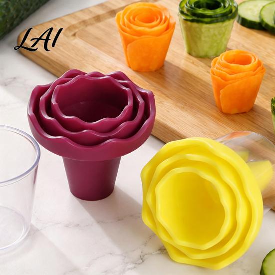 Spiralgemüseschneider für Zucchini 2 Stück Blumen-Schneiderwerkzeug Manuelles Karotten-Gurken-Rettich-Werkzeug Küche Edelstahlklinge Lebensmitteldekoration