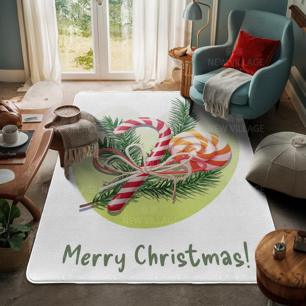 House Entrance Carpet Home Door Mat Living Room Bath Foot Bathroom Non-slip Water Absorption Rugs Bath Merry Christmas Winter