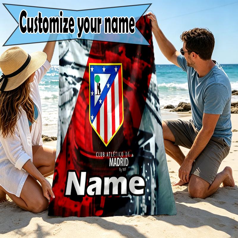 Custom Name Personalized football team Print Beach Towel, for Trip Camping Beach Party Home Decor, Birthday Gift for Family & Friends