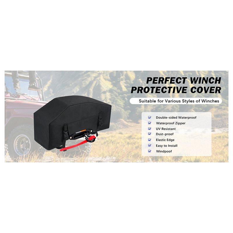 UV& Weather Resistant Winch Cover For Heavy Duty For 9500-12000 Lbs, Secure Fit-Designed For Outdoor Applications
