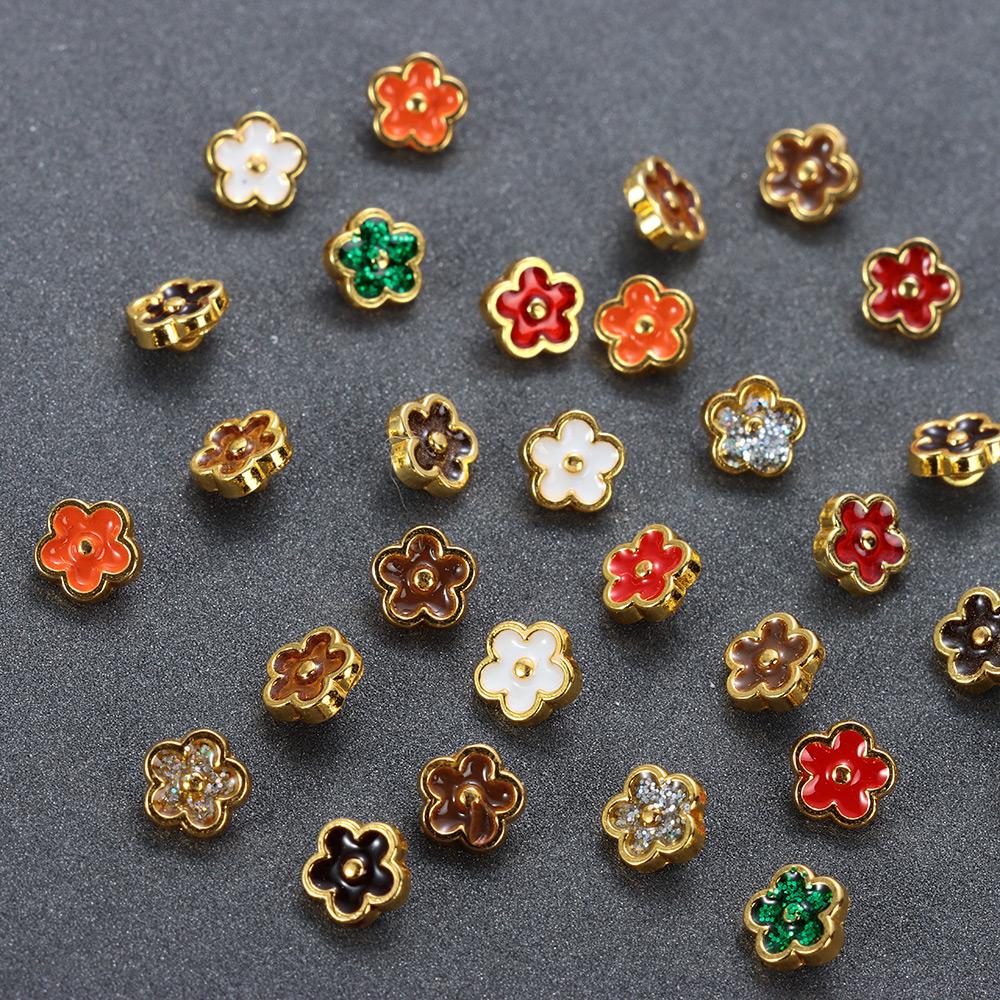 20pcs 5.5mm Flower Buckles Handmade Mini Cartoon Buttons Stuffed Toys Accessories  1/6 Doll