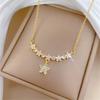 Elegant Charm Female White Zircon Stone Star Pendant Necklace Gold Color Wedding Jewelry For Women