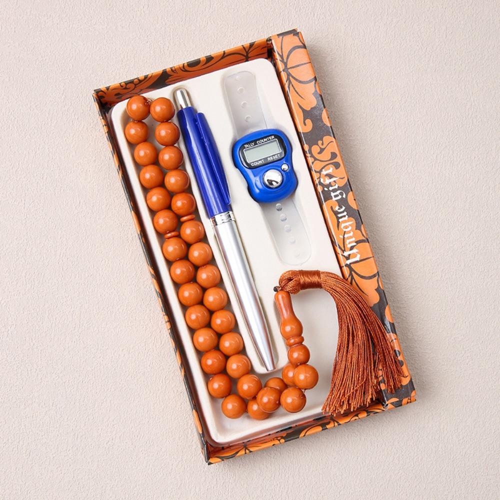 3pcs/box 33 Beads Prayer Beads 3-Piece Set Handheld Bracelet Prayer Gift Box Finger Calculator Hajj Umrah Gift Set
