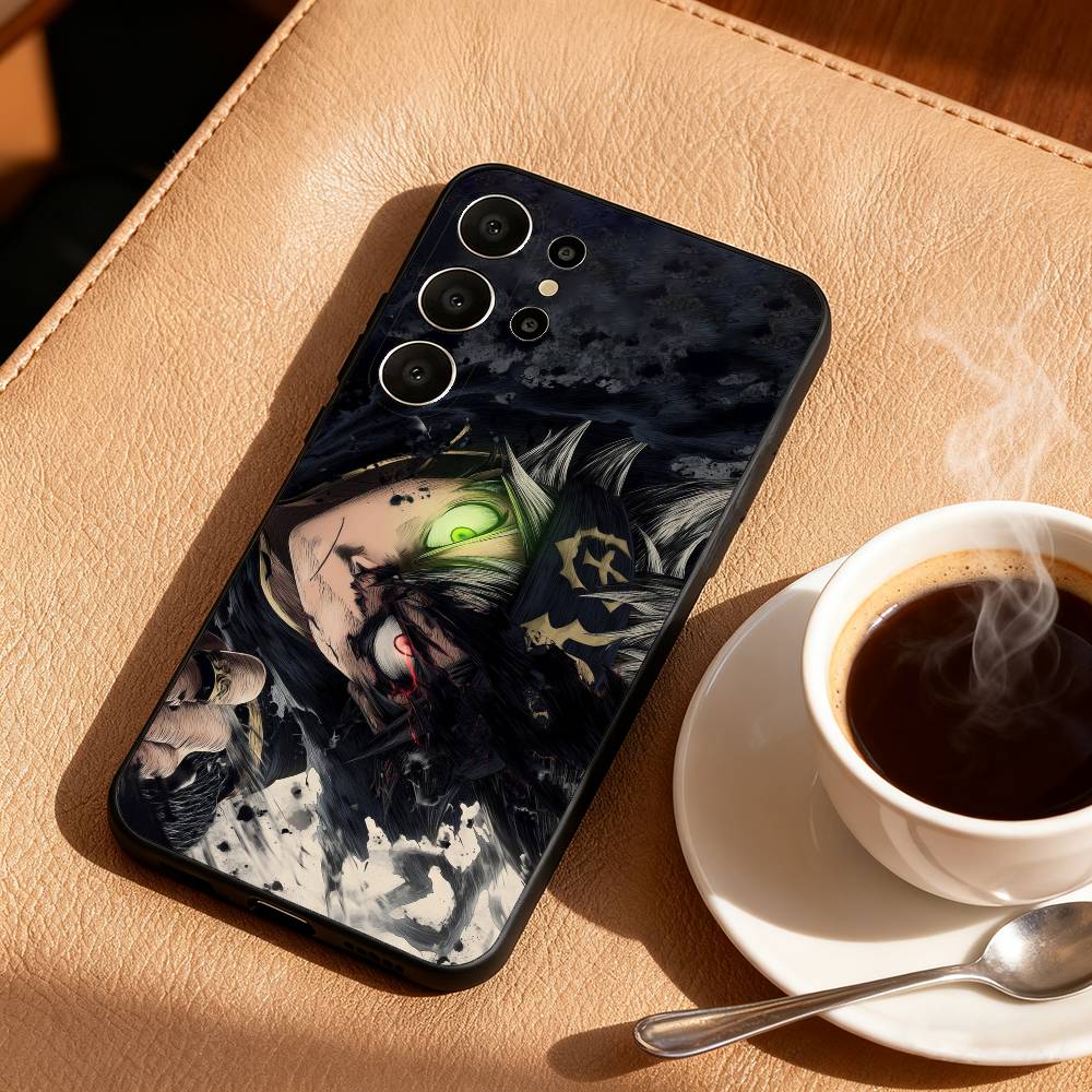 

B-Black A-Asta Clover Phone Case For Samsung S26,S25,24,23,22,30,21,10,9,Ultra,Plus,Lite,Black Soft Case Samsung S30plus5G