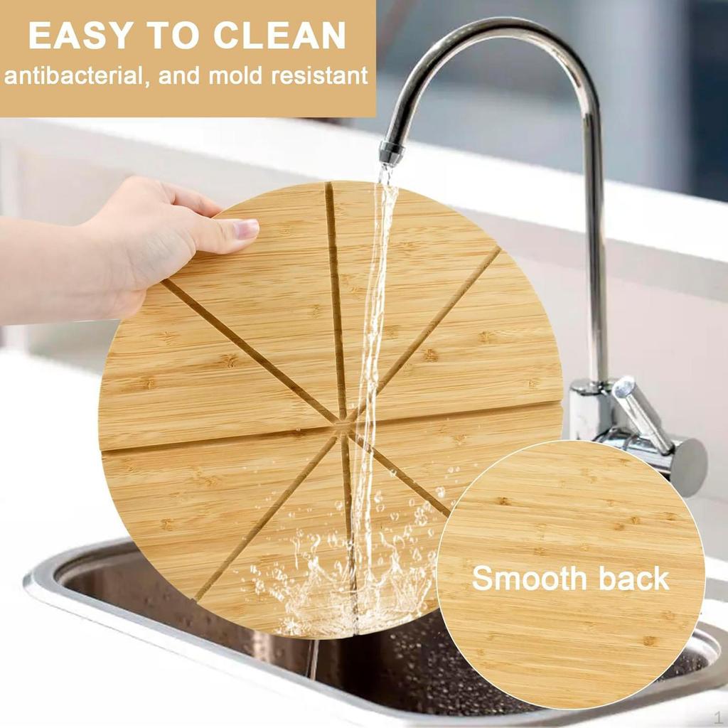 Pizza Cutting Board Bamboo Tray Food Prep Cheese Serving Platter with Grooves for