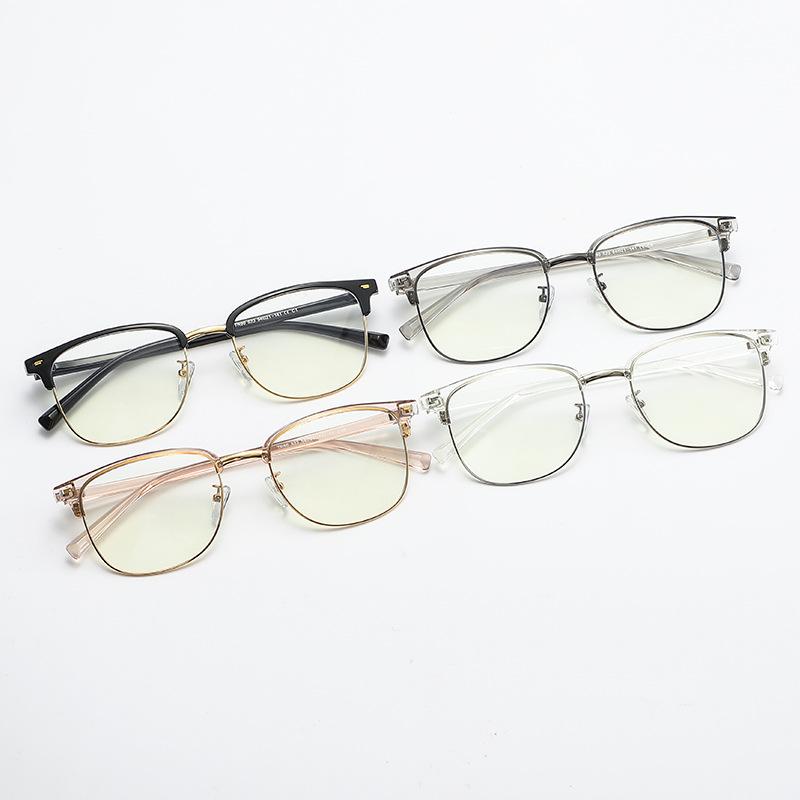 14516 Metal Retro Tr90 New Glasses Frame 2023 Fashion Classic Anti-Blue Half-Frame Rice Nail Flat Mirror