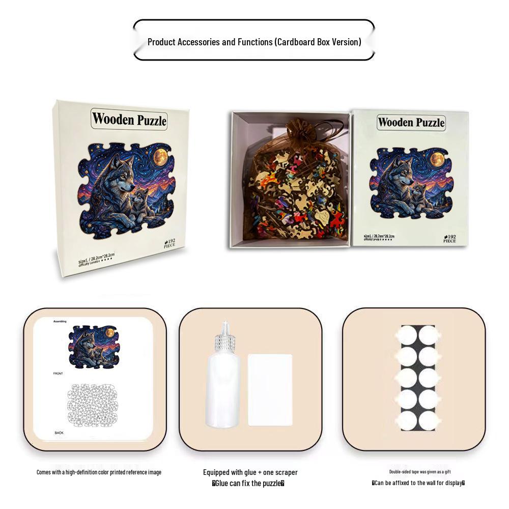 Wooden Double Wolf Interlocking Puzzle and Money Box