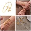 Elegant Double Flower Open Bracelet, 18k Gold-Plated Stainless Steel