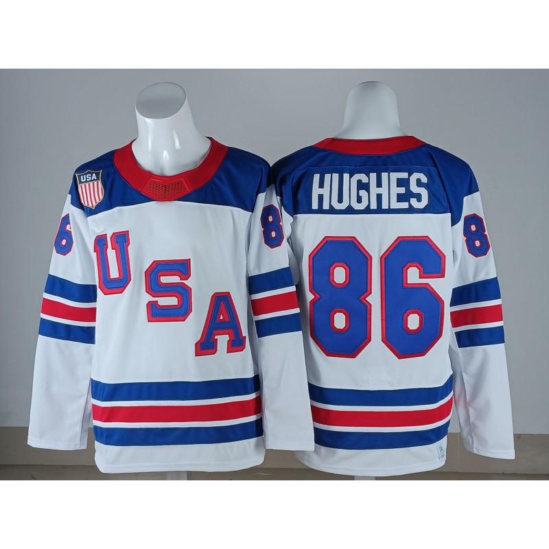 Mens Ice Hockey Jersey Custom Embroidered USA Team 7 19 21 86 Blue White Sportswear Sleeveless Performance Top