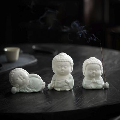 Ceramic Buddha Incense Burner Zen Home Decor for Meditation Yoga Wellness Aromatherapy Desk Altar Gift Idea