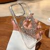 Luxury Diamond Love Heart Case for iPhone 16 Pro Max 16 Plus Transparent Acrylic Metal Cover for iPhone 13 12 11 14 15 Pro Max