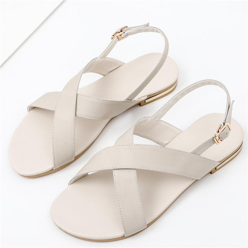 Comfortable Summer Shoes Women Sandals Genuine Leather Flats Flip Flops Sandal Casual Beach Shoes Ladies Large Size 45 Footwear
