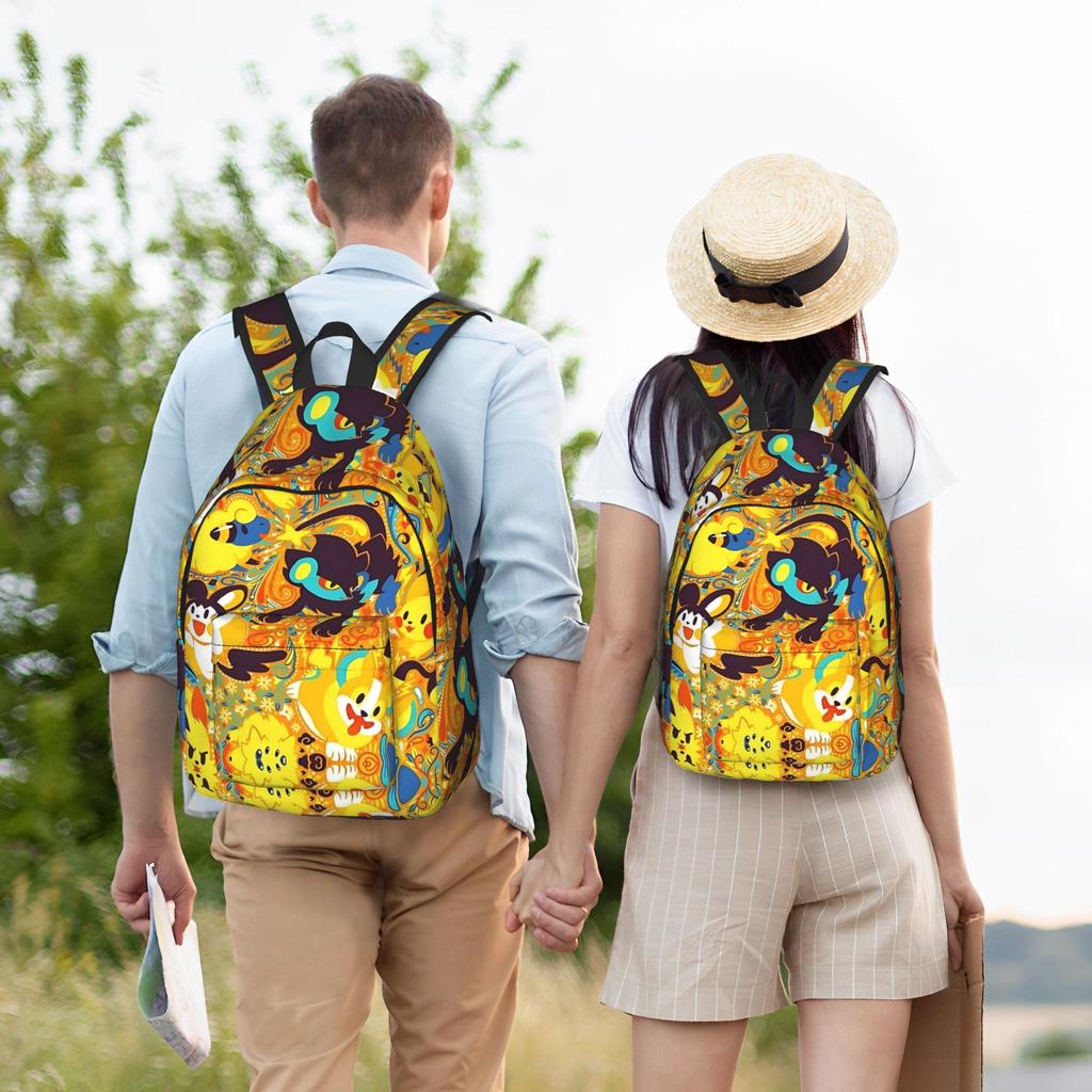 Fashion Cartoon Pokemon Theme Backpack Mochilas Cool Hiking Sturdy Shoulder Rucksack