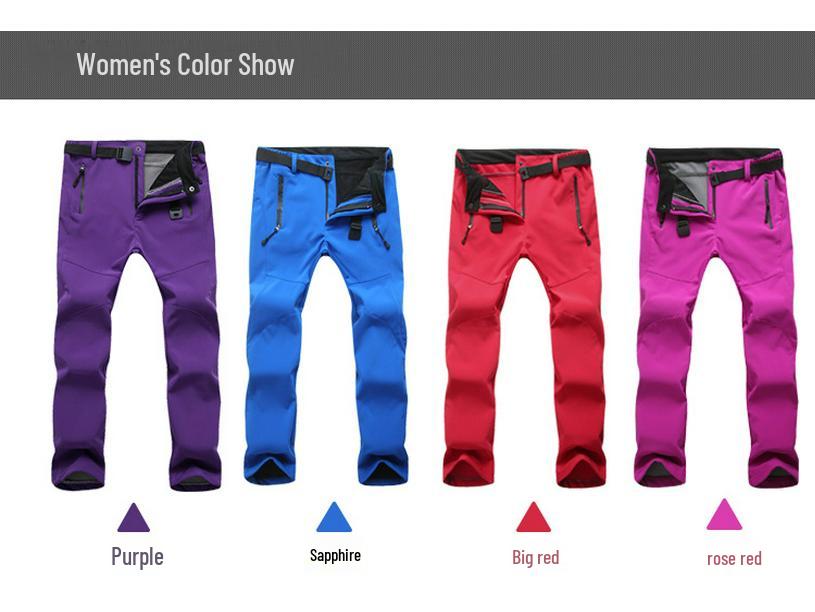 Pantalones impermeables cortavientos para hombre y mujer, con forro polar, para actividades al aire libre, softshell, para esquí y montañismo.