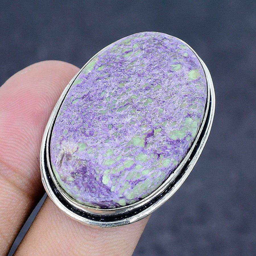 Natural Purpurite Gemstone Handmade 925 Sterling Silver Jewelry Ring Size 6 ETC-13519
