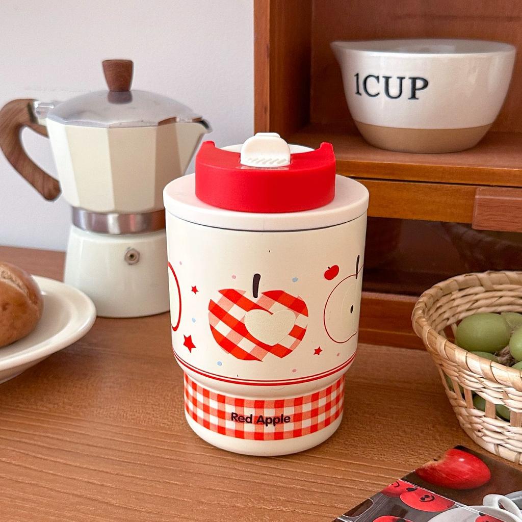 Children's Cartoon Double Drink Thermos Cup 316 Stainless Steel Coffee Cup Female High Value with Straw Portable Pocket Water Cup