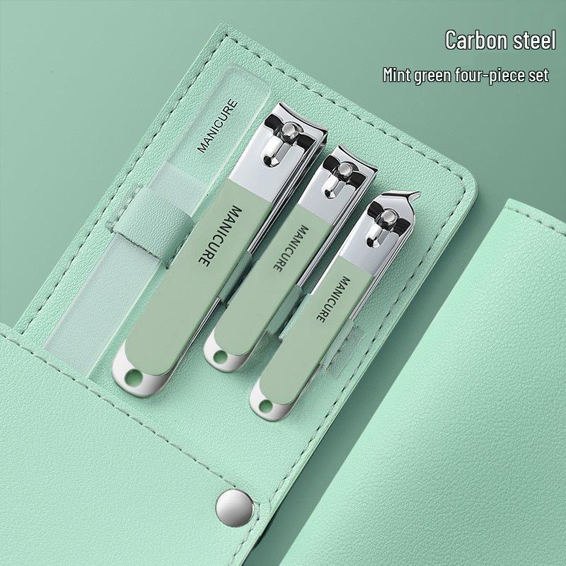 Gradient Large Nail Clipper Set with PU Leather Case - Portable Manicure Tool