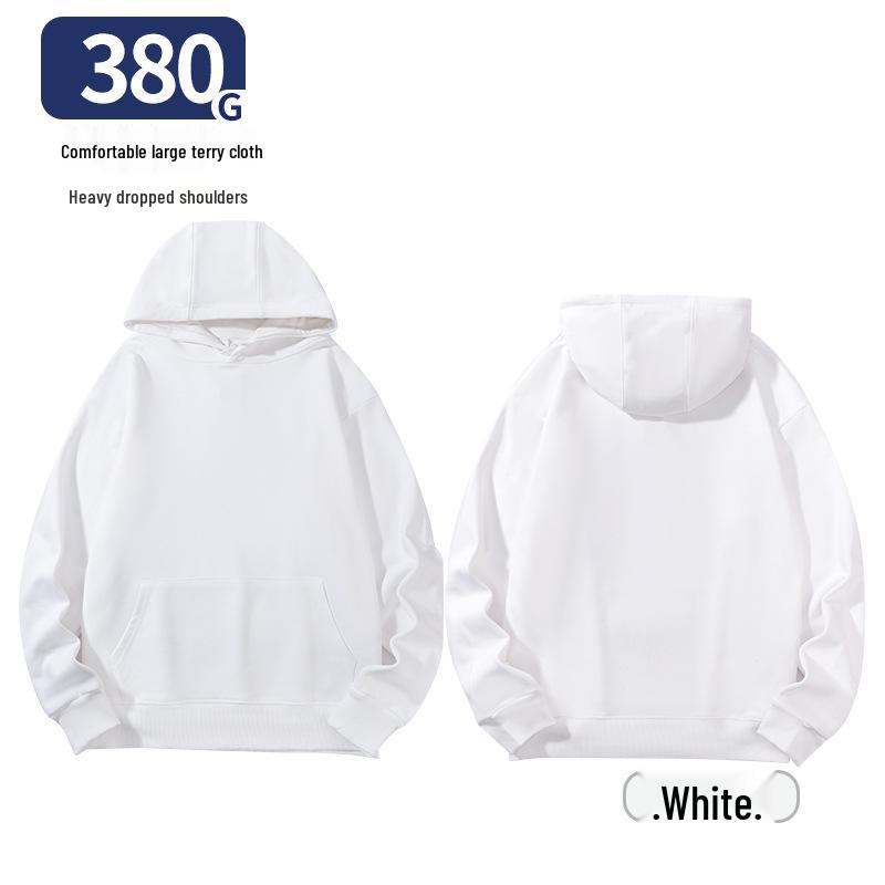 Unisex Heavy-Duty 380g Hoodie, Drop-Shoulder, Loose Fit, Solid Color Cotton, Ideal for Autumn/Winter Sports, Available In Stock. 