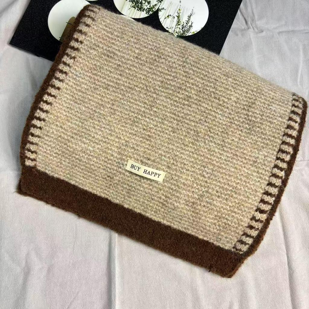 Korean Style High-End Wool-Blend Soft Knit Scarf: Warm, Versatile Autumn/Winter Snood for Women and Students