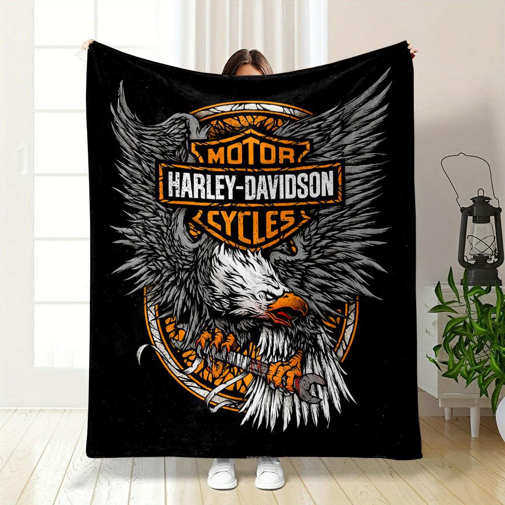 Harley Davidson Orel Klíčová deka deka do ložnice deka do obývacího pokoje na pohovku měkká útulná přehoz pro kamaráda festivalový dárek