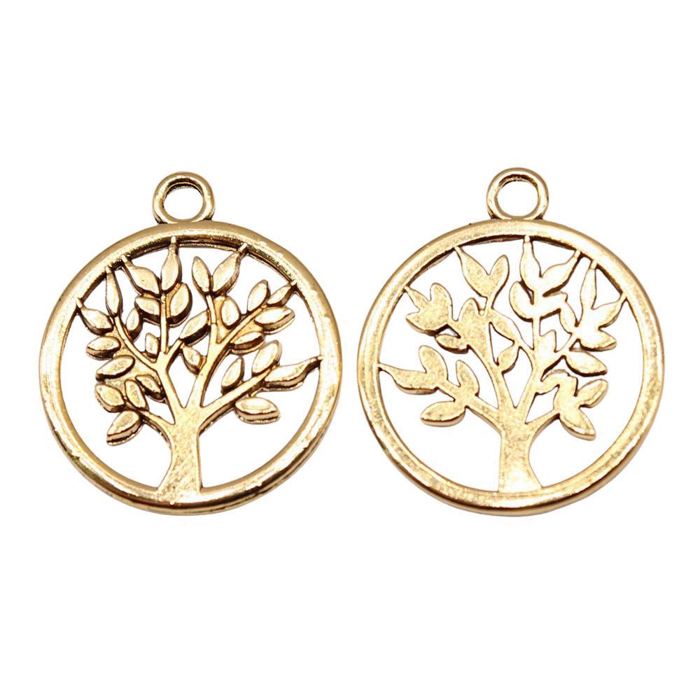 Charms Round Tree Of Life Pendants Vintage Jewelry Supplies QC109