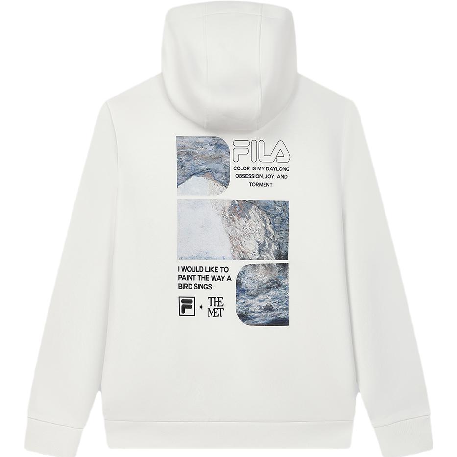 FILA 2023 Autumn New Knitted Hooded Sweatshirt Fashion Casual Loose Knitted Sweatshirt Men sweatshirt Cloud-Mushroom-White F11M348205F-WT