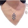 Luxury Blue Diamond Long Earrings Royal Blue Sapphire Necklace Pendant Set for Women Elegant Goddess Jewelry