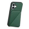 For iPhone 17 Case Card Holder Kickstand Calf Textured Leather + PC + TPU Phone Cover
