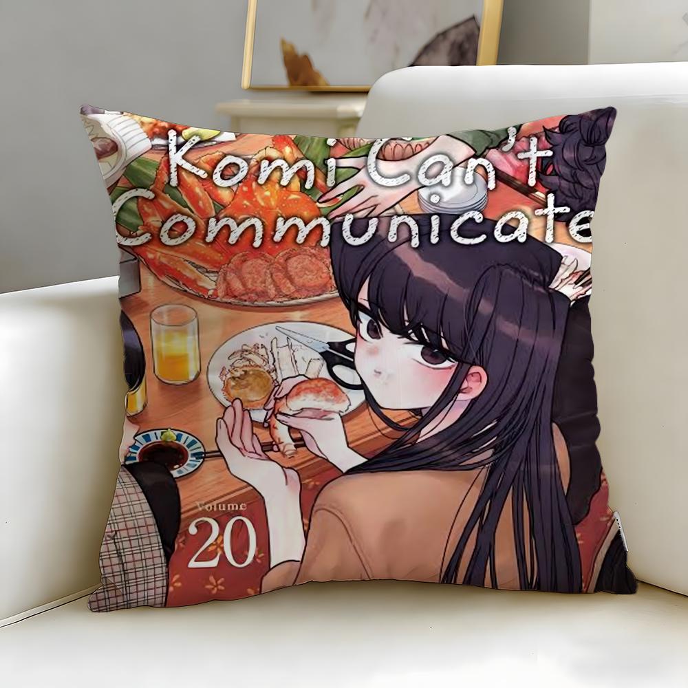 popular anime Komi Cant Communicate Cushion Cover Soft EasyWash Pillow Case Versatile for Couch Bed Travel and Office