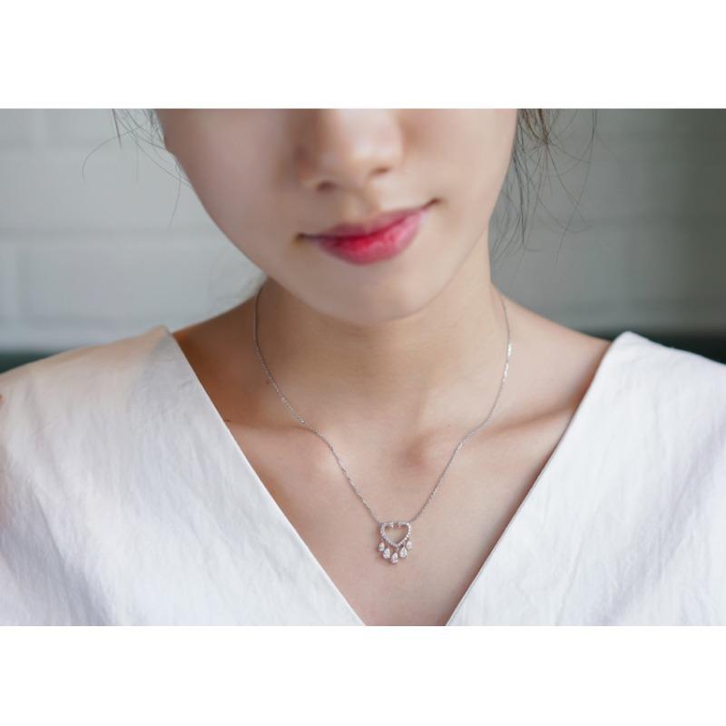 Necklace Platinum Heart Shaped Diamond Clavicle Chain Real Diamond Gold Pendant Women
