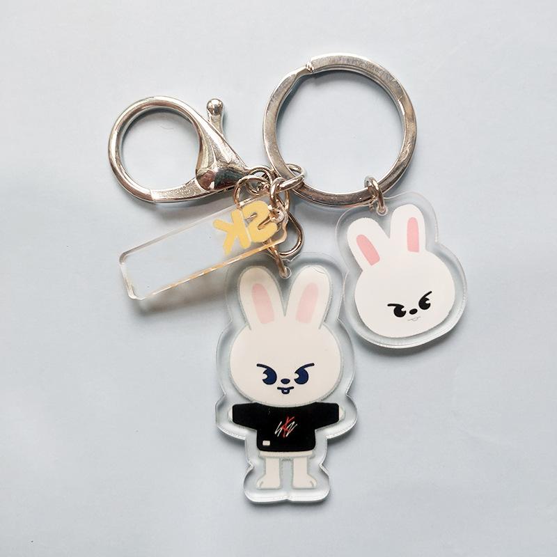 Stray Kids SKZOO Cartoon Double Sided Acrylic Keychain Cute Anime Character Keyring Bag Pendant Fan Merchandise Gift for STAY