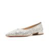 29808 [sheepskin] Flat Shoes Women's Spring 2025 New Pointed Sequins Temperament Low Heel Shallow Mouth Single Shoes