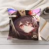 Cute Hu Tao Genshin Impact Cushion Cover Silky Short Plush Invisible Zipper Dustproof Sofa Pillow Case For Home Decor