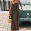 Summer New Women's Clothing V-Back Loose Home Long Dress Beach Vacation Strappy Sundress