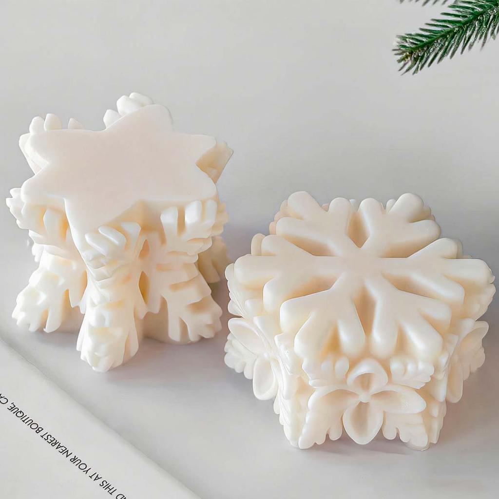 Snowflake Pillar Silicone Candle Mold DIY Christmas Ornaments Craft Gifts Making Soap Plaster Resin Baking Molds Home Xmas Decor
