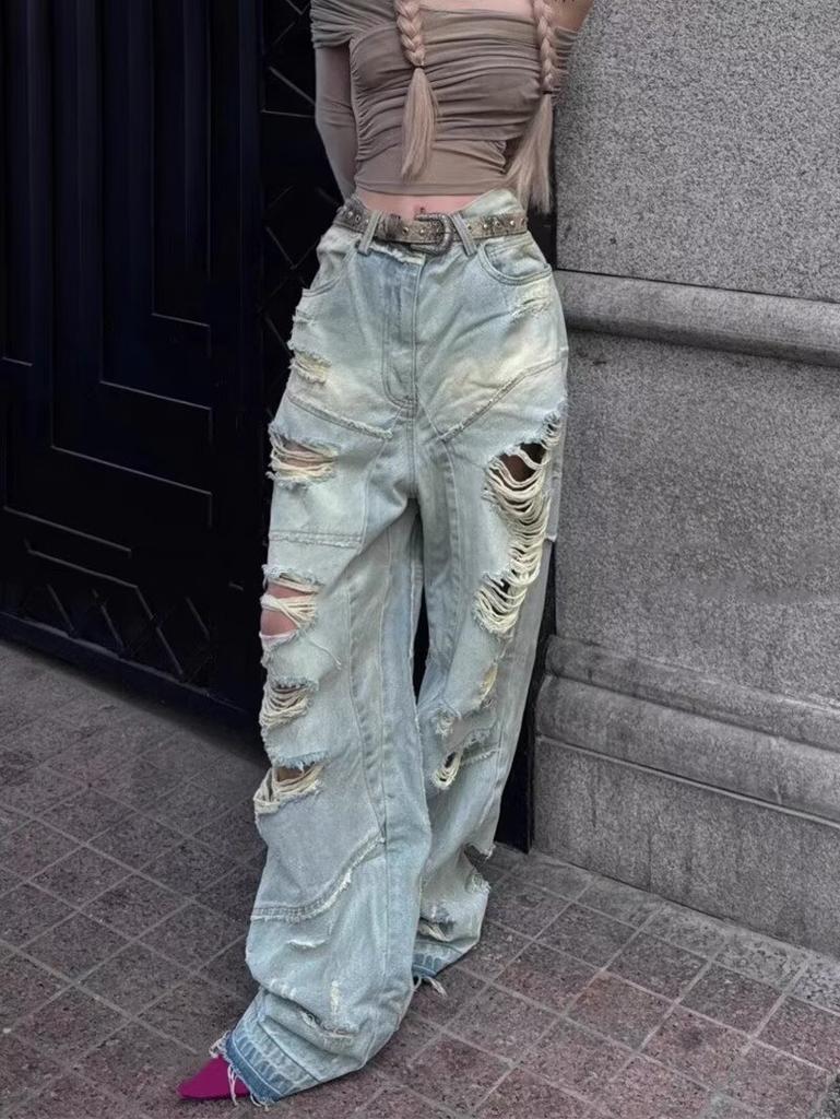 JYL Mens Suit American Jacquard Denim Jacket Straight Pants Set