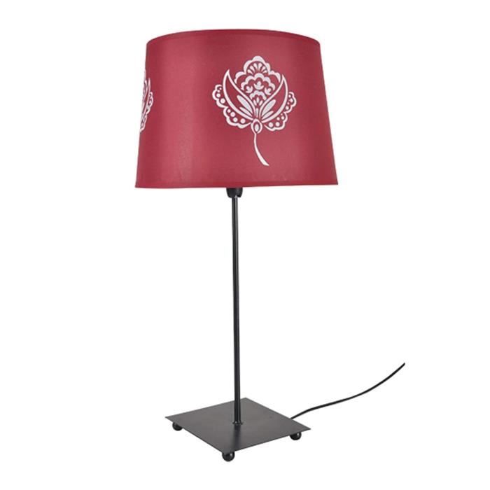 Lampe - Fleur - Rose - Métal - Hauteur 50 cm - Diamètre 30 cm - Culot E14
