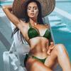 Sexy Shiny Swimsuit Crystal Diamond Bikini Gold Strap Ladies Swimsuit